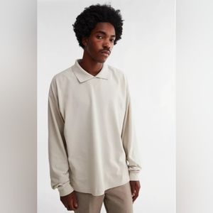 Standard Cloth Oversized Pique Long Sleeve Polo Shirt